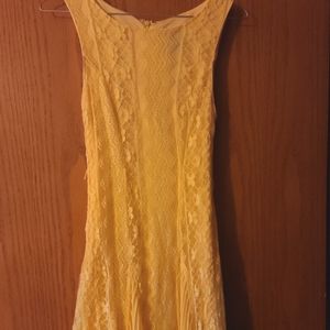 Yellow Lace and Pleated Dress